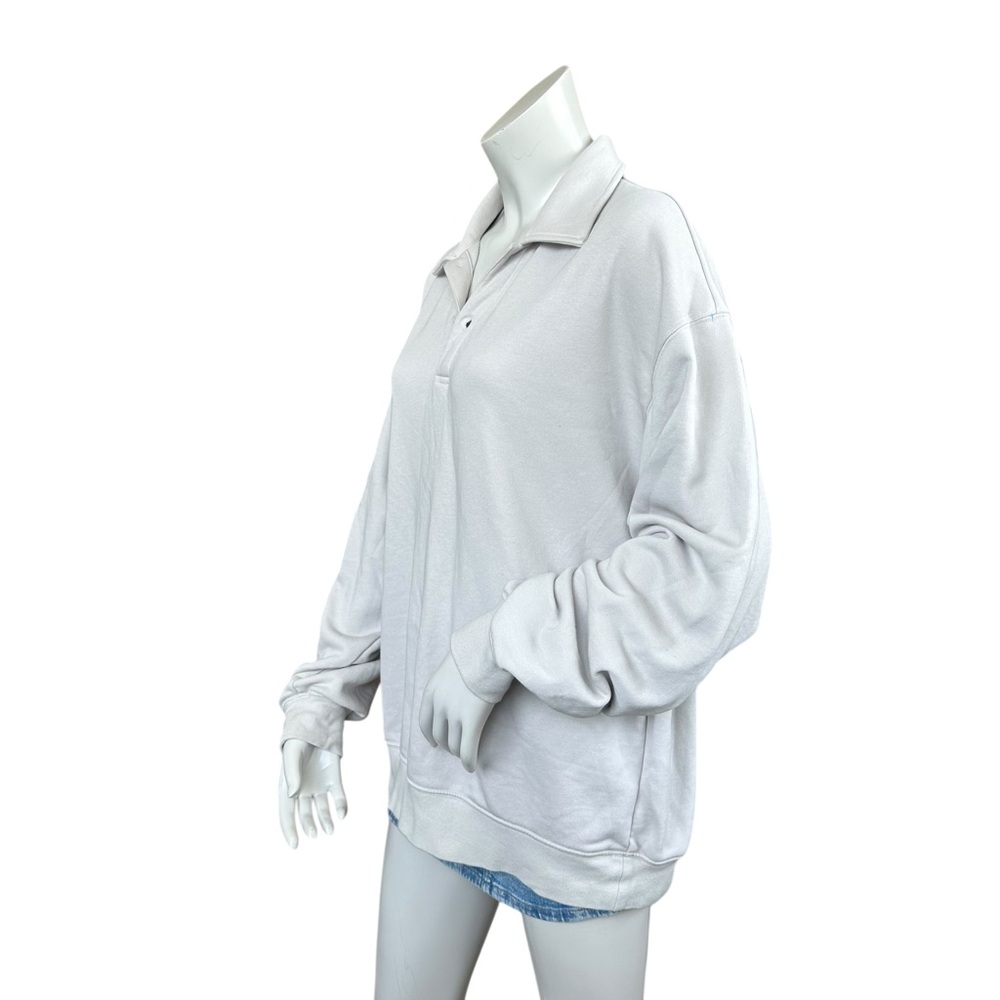 Aritzia TNA Airy Boyfriend Fleece Collared Button Down Pullover Sweater Medium - Picture 7 of 10